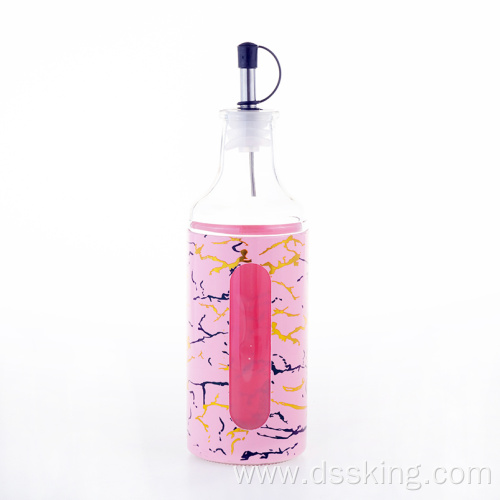 pink marble road plastic glass oil bottle